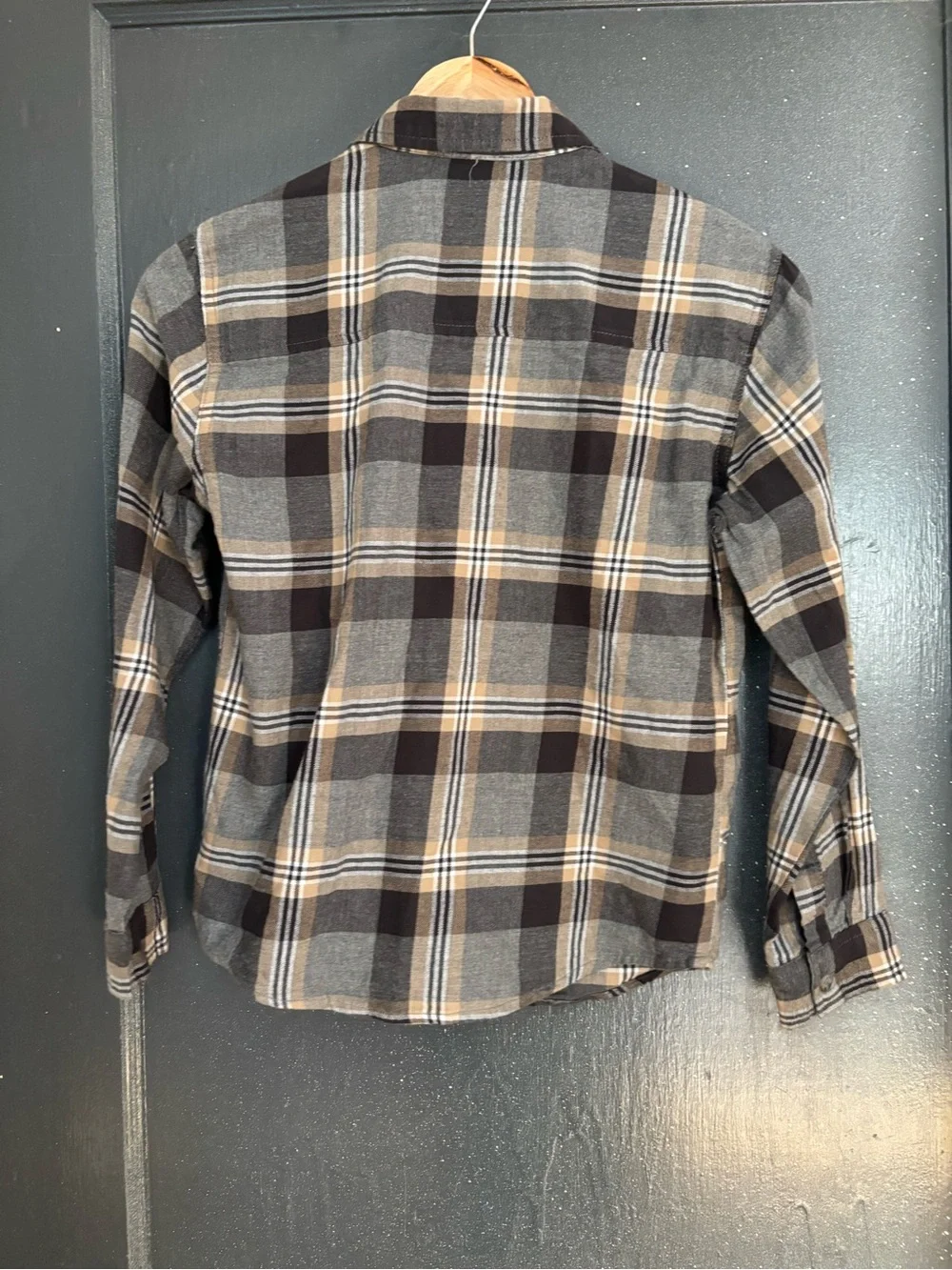 Timberland Gray and Black Plaid Flannel Shirt